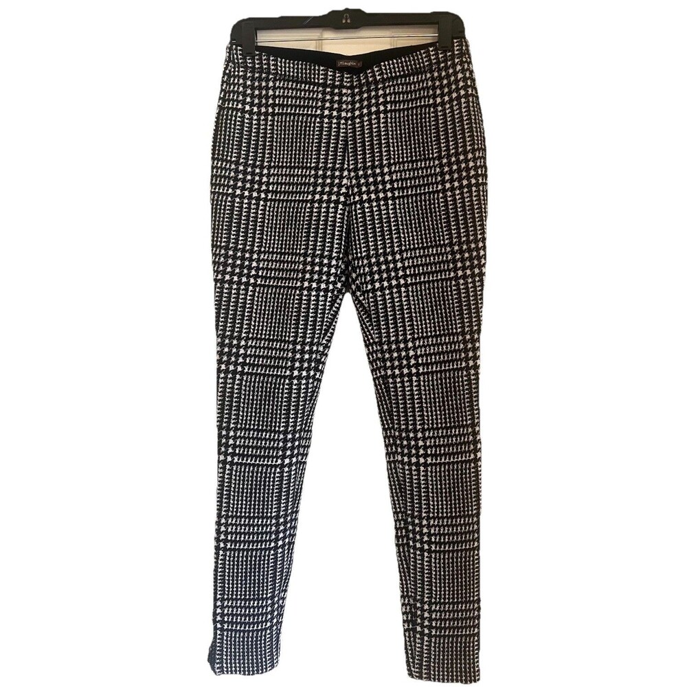 J. McLaughlin Plaid Pants Sz S Thick Sculpting Fabric Zipper Leg Preppy Academia